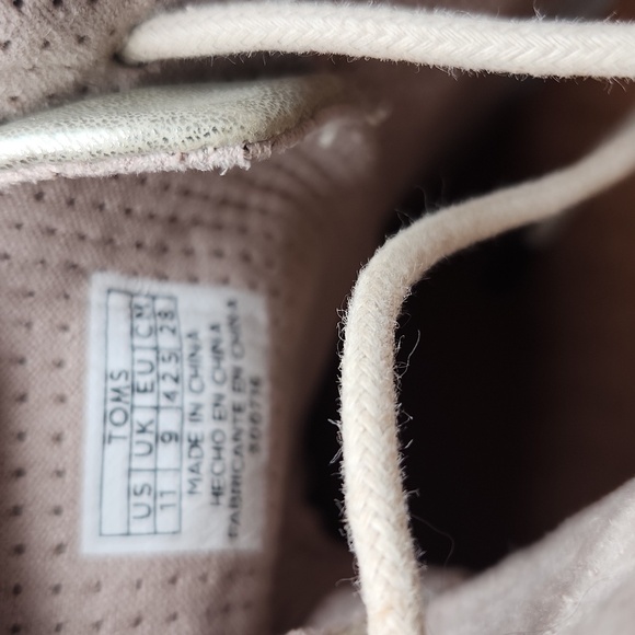 TOMS | NEW Lunata Gold Metallic Heeled Lace Up Booties Academia Size 11 - Picture 9 of 10